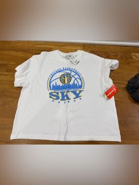 NBA White Chicago Sky Graphic Tee with Blue and Yellow Logo
